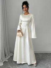Emmeline Vauclaire | Satin Long Sleeve Maxi Dress For Women