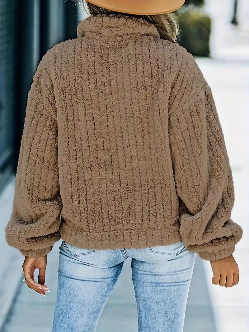 Rosette Dunleavy | Fluffy Teddy Button-Up Jacket For Women