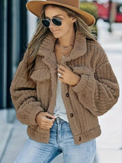 Rosette Dunleavy | Fluffy Teddy Button-Up Jacket For Women