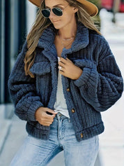Rosette Dunleavy | Fluffy Teddy Button-Up Jacket For Women