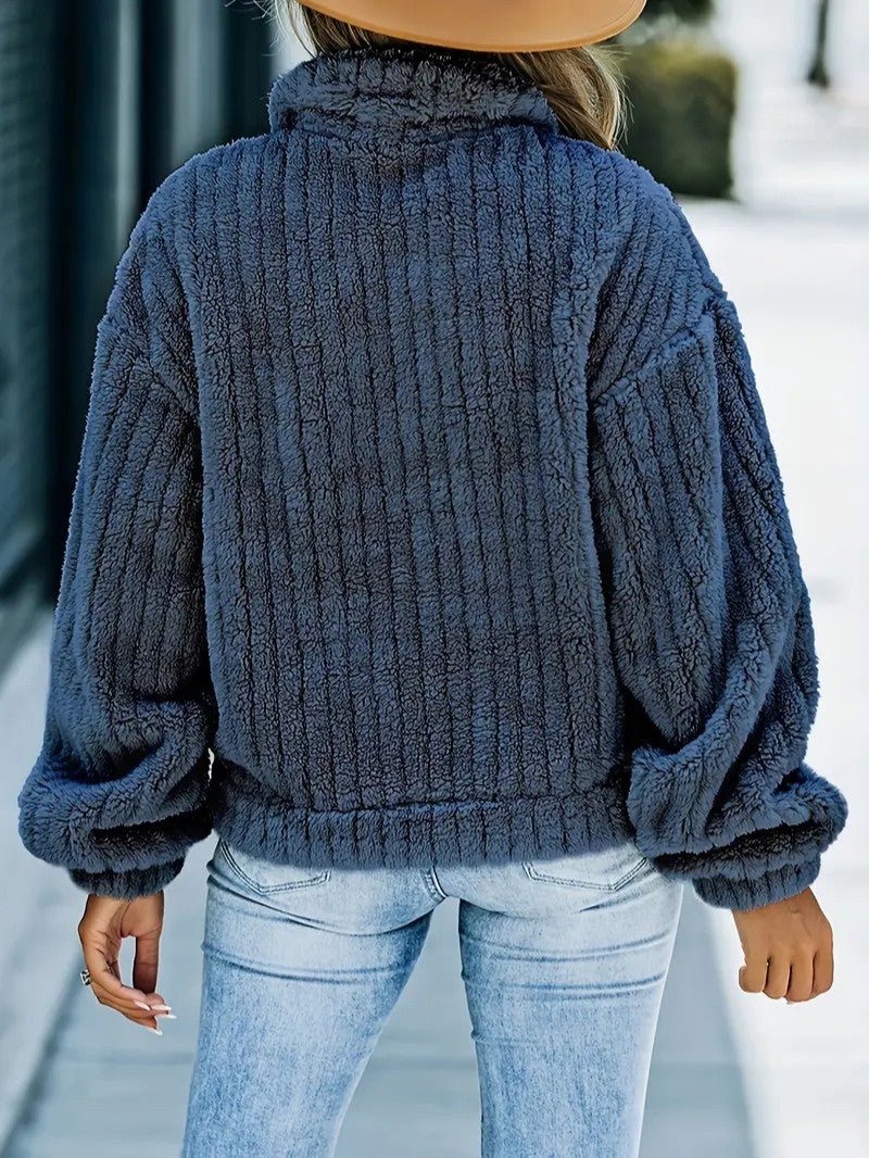 Rosette Dunleavy | Fluffy Teddy Button-Up Jacket For Women
