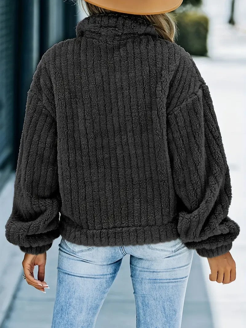 Rosette Dunleavy | Fluffy Teddy Button-Up Jacket For Women
