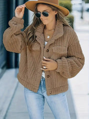 Rosette Dunleavy | Fluffy Teddy Button-Up Jacket For Women