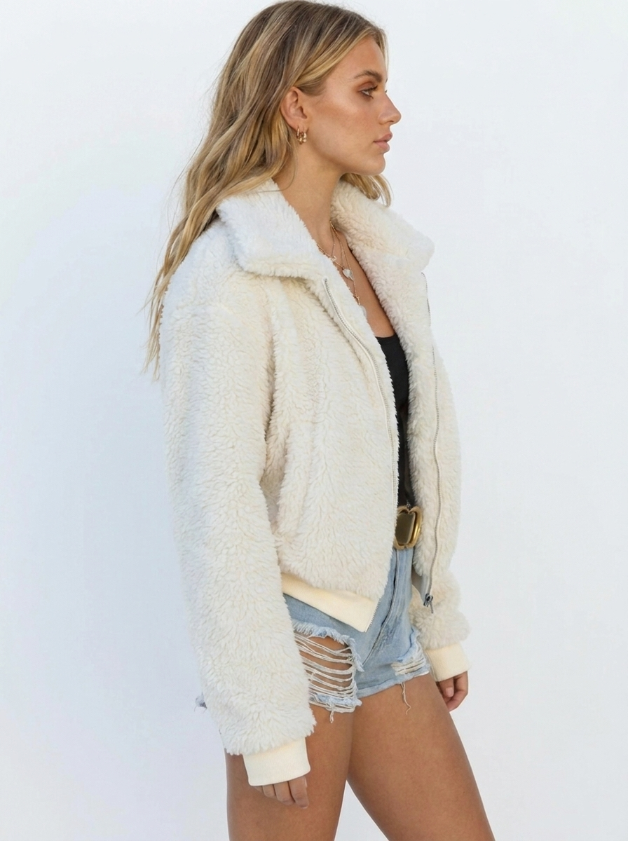 Serena Coldwell | Teddy Fleece Bomber Jacket For Women